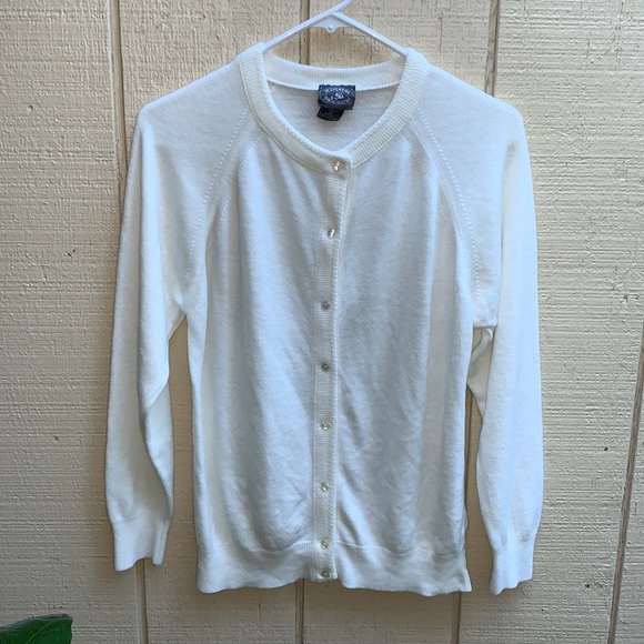 Vtg Designers Originals Winter White Cardigan Sweater Sz S button-up MADE IN USA - Picture 16 of 16